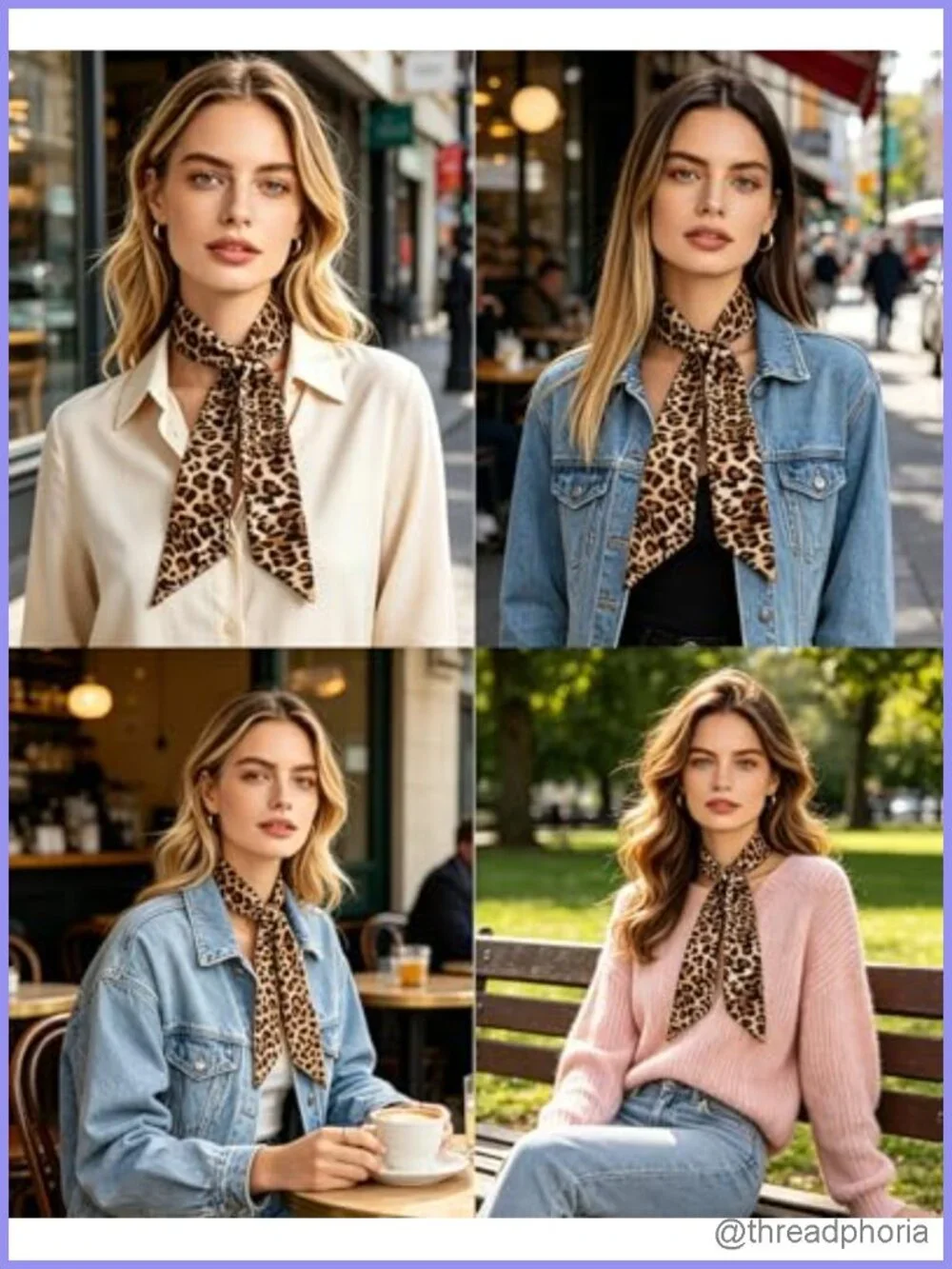 Leopard Print Skinny Scarf Long Neck Scarf Hair Waistband Accessory